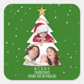 Sticker Carré Joyeux Noël moderne arbre photo Collage vert (Devant)