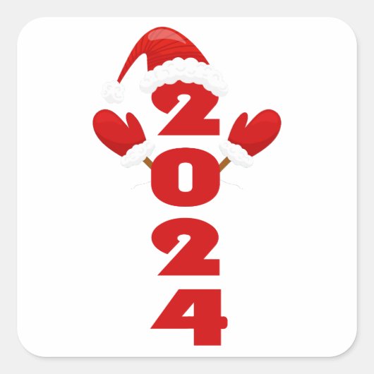 Sticker Carré Joyeux Noël, Noël 2024 cadeaux (Devant)