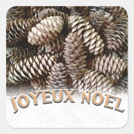 Sticker Carré Joyeux Noel Noël Pine Cône de Noël (Devant)