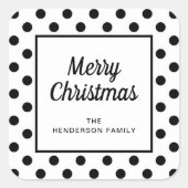 Sticker Carré Joyeux Noël noir blanc moderne (Devant)