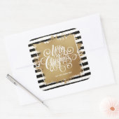 Sticker Carré Joyeux Noël noir blanc rayures (Enveloppe)