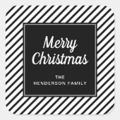 Sticker Carré Joyeux Noël Noir Et Blanc Moderne (Devant)