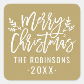 Sticker Carré Joyeux Noël or moderne Script personnalisé (Devant)