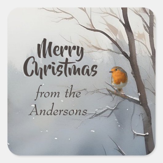 Sticker Carré Joyeux Noël personnalisé du nom Robin Winter (Devant)