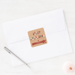 Sticker Carré Joyeux Noël personnalisé en ASL Cozy