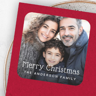 Sticker Carré Joyeux Noël photo de voeux