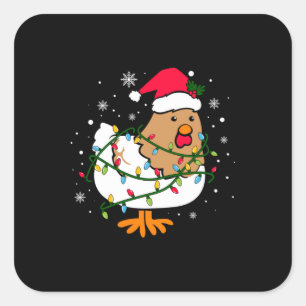 Sticker Carré Joyeux Noël Poulet de Noël Lumière