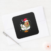 Sticker Carré Joyeux Noël Poulet de Noël Lumière (Enveloppe)