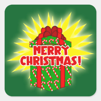 Sticker Carré Joyeux Noël Présent Graphiques Cinglés Fêtes