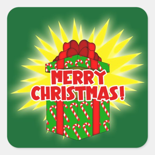 Sticker Carré Joyeux Noël Présent Graphiques Cinglés Fêtes (Devant)
