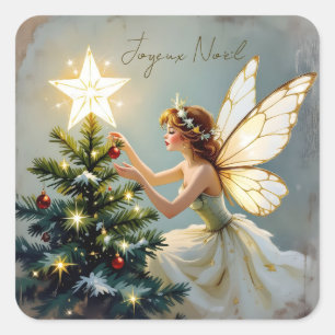 Sticker Carré Joyeux Noël Pretty Fairy Noël