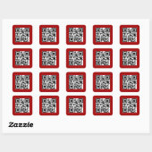 Sticker Carré Joyeux Noël QR Code sur rouge (Feuille)