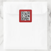 Sticker Carré Joyeux Noël QR Code sur rouge (Sac)