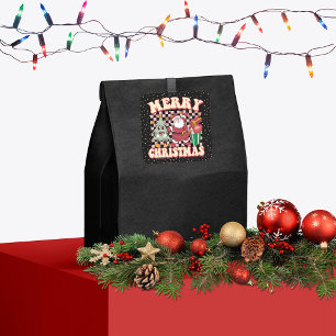 Sticker Carré Joyeux Noël rétro des années 70 Noël Noël Noël Noë