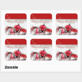 Sticker Carré Joyeux Noël Rouge Et Argent (Feuille)