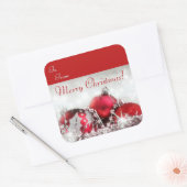 Sticker Carré Joyeux Noël Rouge Et Argent (Enveloppe)