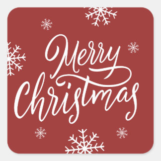 Sticker Carré Joyeux Noël rouge mignon