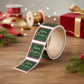 Sticker Carré Joyeux Noël Rouge Plaid Gold