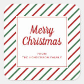 Sticker Carré Joyeux Noël Rouge Vert (Devant)
