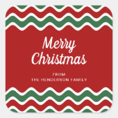 Sticker Carré Joyeux Noël Rouge Vert Motif rayé (Devant)