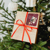 Sticker Carré Joyeux Noël Ruby Vin Famille Photo