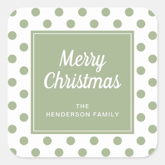 Sticker Carré Joyeux Noël Sage Pois verts (Devant)