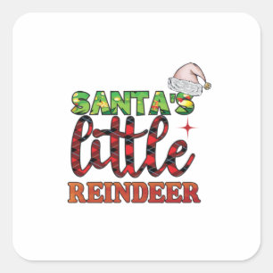 Sticker Carré Joyeux Noël Santas Little Reindeer