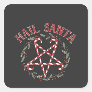 Sticker Carré Joyeux Noël Satan Krampus Xmas Diable Bonbons 