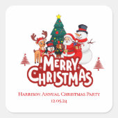 Sticker Carré Joyeux Noël simple et rouge (Devant)