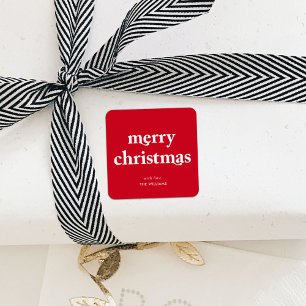 Sticker Carré Joyeux Noël Simple Minimaliste Rouge