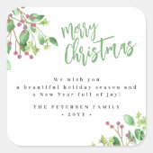 Sticker Carré Joyeux Noël simple nom de famille moderne (Devant)