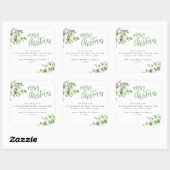 Sticker Carré Joyeux Noël simple nom de famille moderne (Feuille)