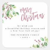 Sticker Carré Joyeux Noël simple nom de famille moderne (Devant)