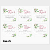 Sticker Carré Joyeux Noël simple nom de famille moderne (Feuille)