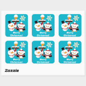 Sticker Carré Joyeux Noël Snowman Penguin (Feuille)