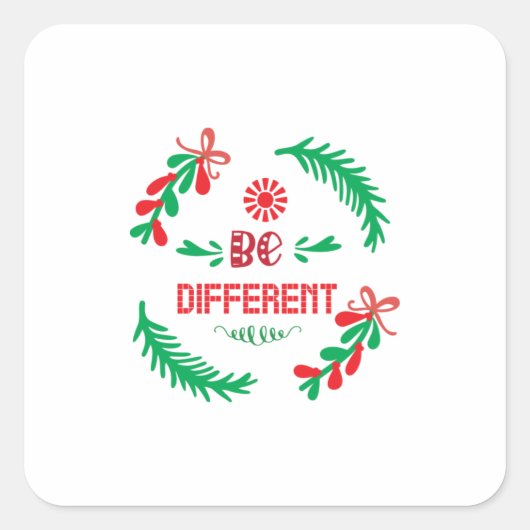 Sticker Carré Joyeux Noël Sois différent (Devant)