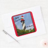 Sticker Carré Joyeux Noël St Augustine Florida Lighthouse (Enveloppe)
