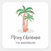 Sticker Carré Joyeux Noël Tropical Palm Tree (Devant)