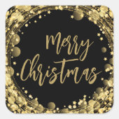 Sticker Carré Joyeux Noël Twinkling Gold Stars (Devant)