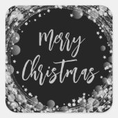Sticker Carré Joyeux Noël Twinkling Silver Stars (Devant)