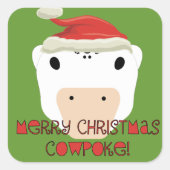 Sticker Carré Joyeux Noël Vache Poke (Devant)