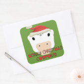 Sticker Carré Joyeux Noël Vache Poke (Enveloppe)