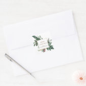 Sticker Carré joyeux Noël verdure d'hiver (Enveloppe)