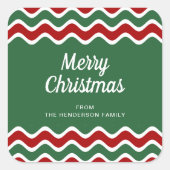 Sticker Carré Joyeux Noël Vert Motif rayé (Devant)