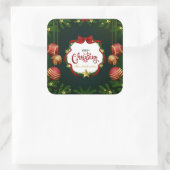Sticker Carré Joyeux Noël vert personnalisé | Sceau à coller (Sac)