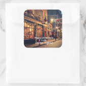 Sticker Carré Joyeux Noël Vintage Londres (Sac)