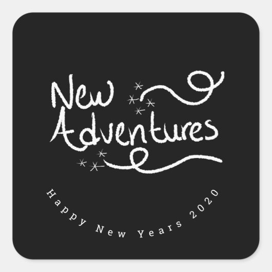 Sticker Carré Joyeux Nouvel An Lettrant À La Main Chalk Favorise (Devant)