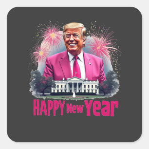 Sticker Carré Joyeux Nouvel An Trump Jour d'Inauguration 2025