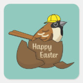 Sticker Carré Joyeux Oeuf Chocolat Sparrow à Pâques (Devant)