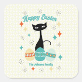 Sticker Carré Joyeux Pâques, Époque Atomique, Chat Moderne Du Mi (Devant)